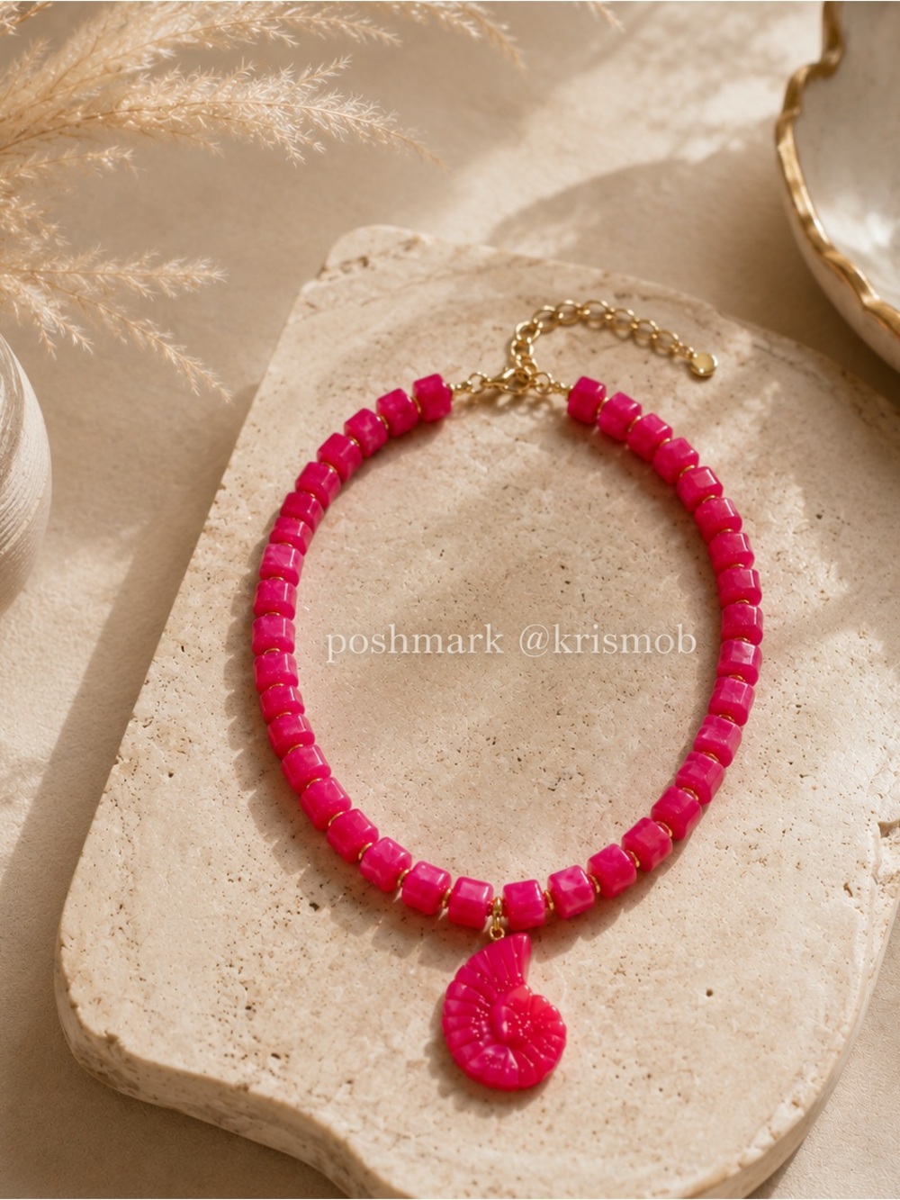 Hot Pink Nautilus Shell Necklace • Coastal Statement Resort Jewelry